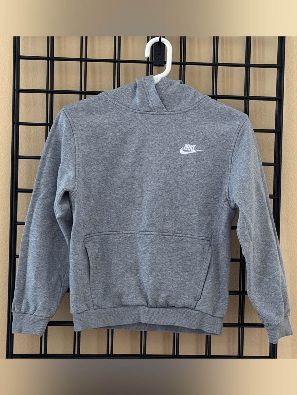Nike Kids Pullover Hoodie Gray Embroidered White Logo Youth Large L